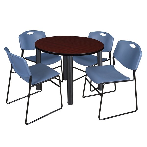 Round Tables > Breakroom Tables > Kee Round Table & Chair Sets, 42 W, 42 L, 29 H, Mahogany