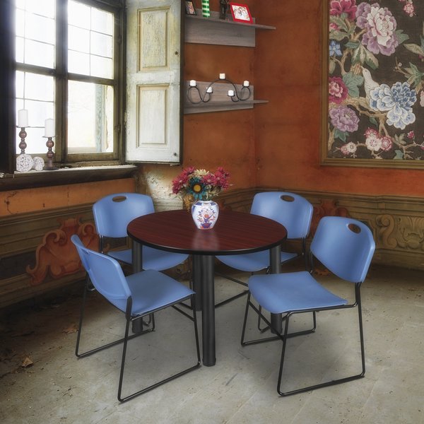 Round Tables > Breakroom Tables > Kee Round Table & Chair Sets, 42 W, 42 L, 29 H, Mahogany
