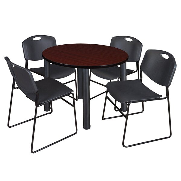 Round Tables > Breakroom Tables > Kee Round Table & Chair Sets, 42 W, 42 L, 29 H, Mahogany