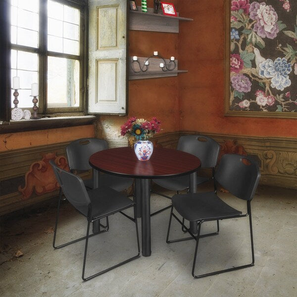 Round Tables > Breakroom Tables > Kee Round Table & Chair Sets, 42 W, 42 L, 29 H, Mahogany