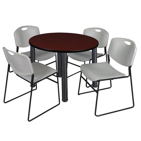 Round Tables > Breakroom Tables > Kee Round Table & Chair Sets, 42 W, 42 L, 29 H, Mahogany