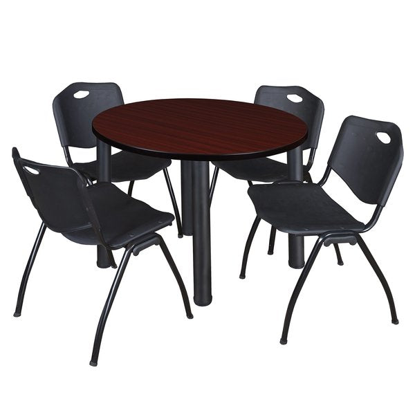 Round Tables > Breakroom Tables > Kee Round Table & Chair Sets, 42 W, 42 L, 29 H, Mahogany