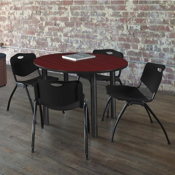 Round Tables > Breakroom Tables > Kee Round Table & Chair Sets, 42 W, 42 L, 29 H, Mahogany