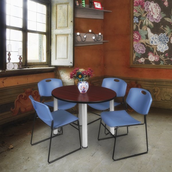 Round Tables > Breakroom Tables > Kee Round Table & Chair Sets, 42 W, 42 L, 29 H, Mahogany