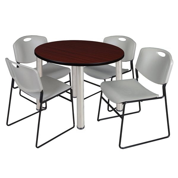 Round Tables > Breakroom Tables > Kee Round Table & Chair Sets, 42 W, 42 L, 29 H, Mahogany