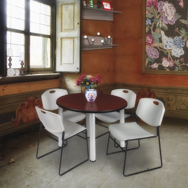 Round Tables > Breakroom Tables > Kee Round Table & Chair Sets, 42 W, 42 L, 29 H, Mahogany