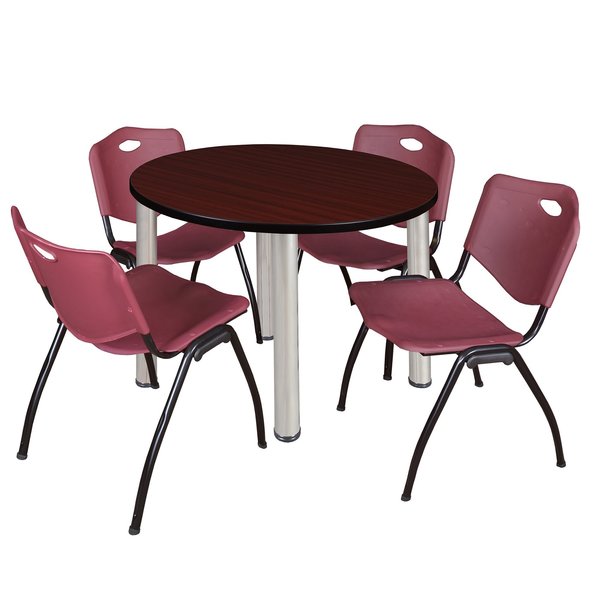 Round Tables > Breakroom Tables > Kee Round Table & Chair Sets, 42 W, 42 L, 29 H, Mahogany