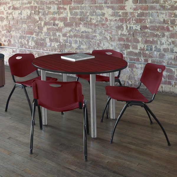 Round Tables > Breakroom Tables > Kee Round Table & Chair Sets, 42 W, 42 L, 29 H, Mahogany