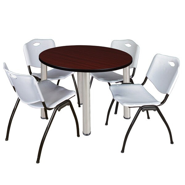 Round Tables > Breakroom Tables > Kee Round Table & Chair Sets, 42 W, 42 L, 29 H, Mahogany