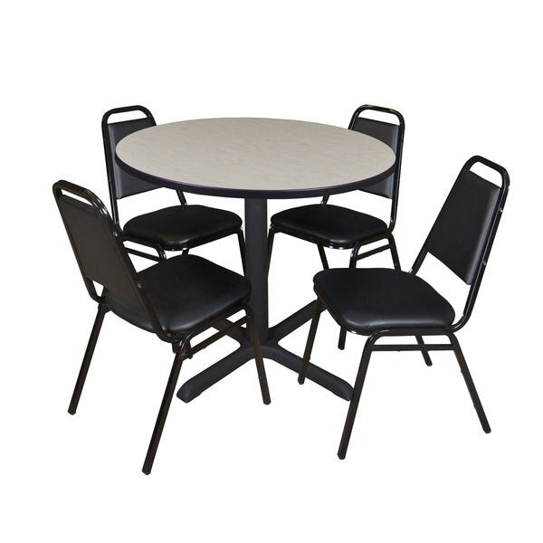 Round Tables > Breakroom Tables > Cain Round Table & Chair Sets, 42 W, 42 L, 29 H, Maple