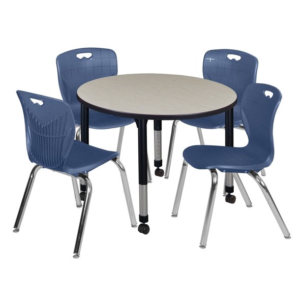 Tables > Height Adjustable > Round Mobile Table & Chair Sets, 42 X 42 X 23-34