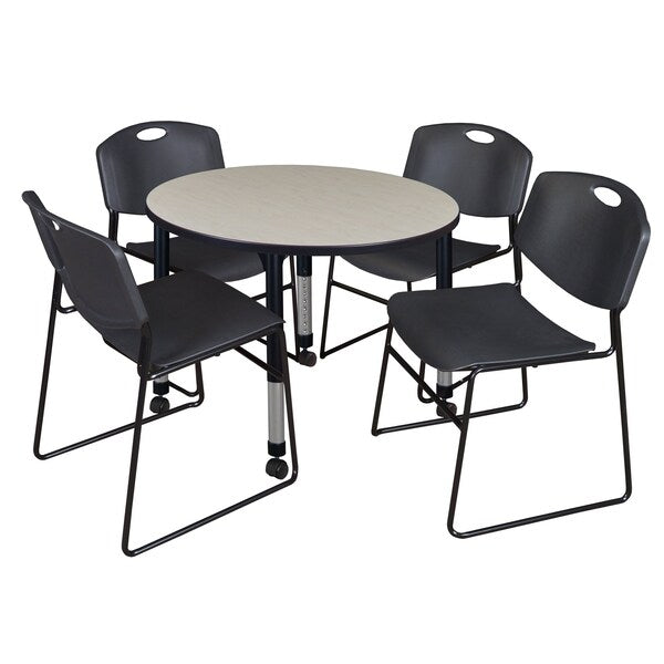 Tables > Height Adjustable > Round Mobile Table & Chair Sets, 42 X 42 X 23-34