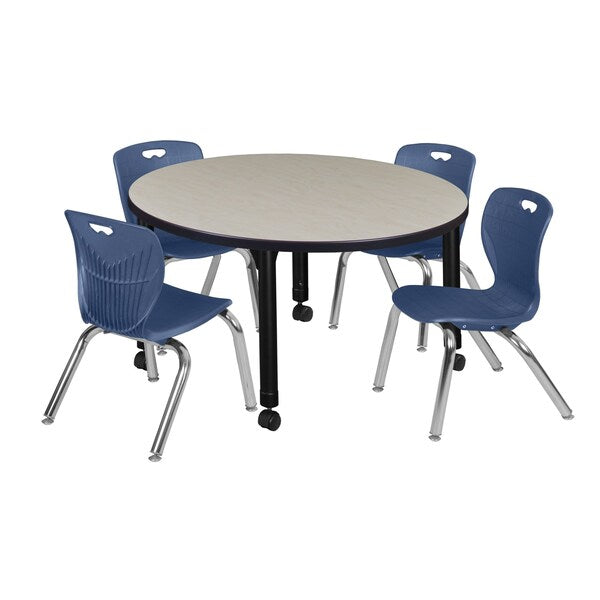Tables > Height Adjustable > Round Mobile Table & Chair Sets, 42 X 42 X 23-34