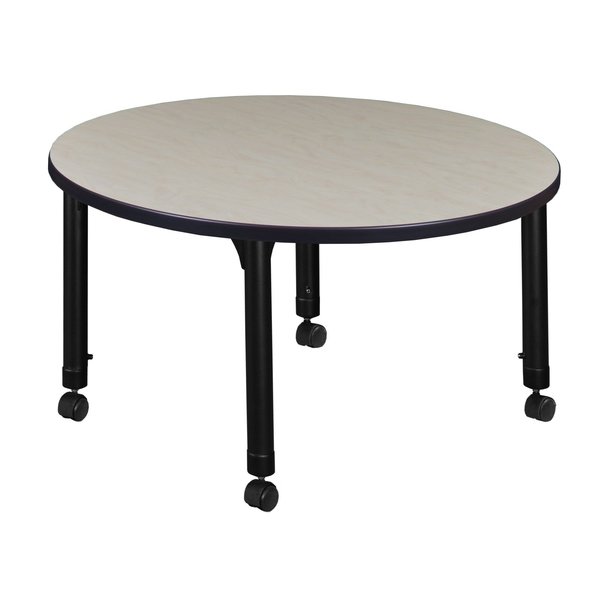 Tables > Height Adjustable > Round Mobile Tables, 42 X 42 X 23-34, Wood|Metal Top