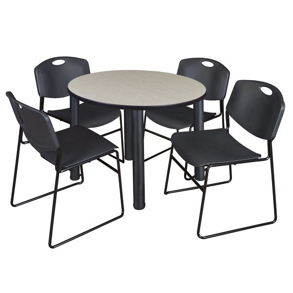 Round Tables > Breakroom Tables > Kee Round Table & Chair Sets, 42 W, 42 L, 29 H, Maple