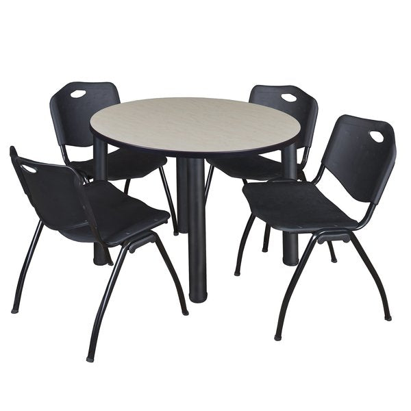 Round Tables > Breakroom Tables > Kee Round Table & Chair Sets, 42 W, 42 L, 29 H, Maple
