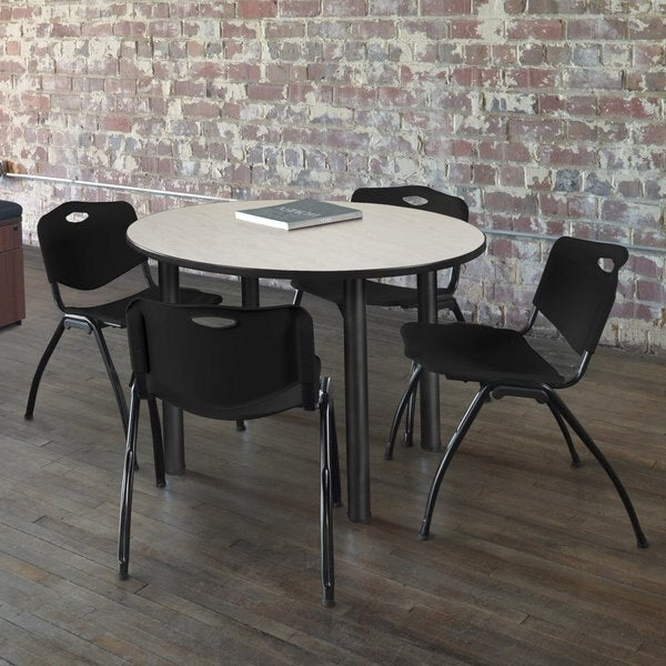 Round Tables > Breakroom Tables > Kee Round Table & Chair Sets, 42 W, 42 L, 29 H, Maple