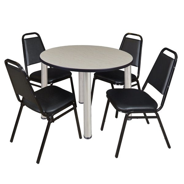 Round Tables > Breakroom Tables > Kee Round Table & Chair Sets, 42 W, 42 L, 29 H, Maple