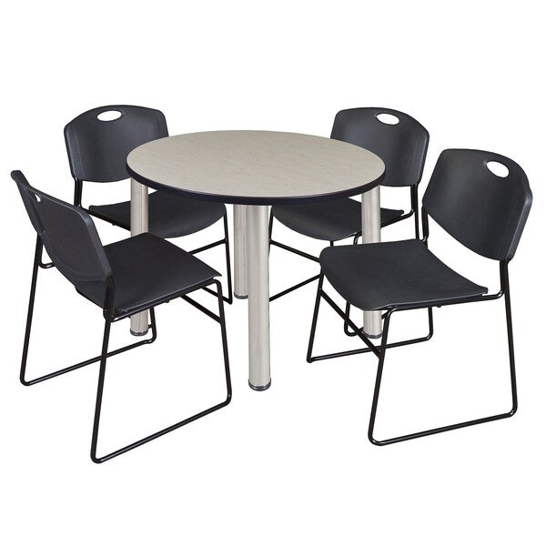 Round Tables > Breakroom Tables > Kee Round Table & Chair Sets, 42 W, 42 L, 29 H, Maple