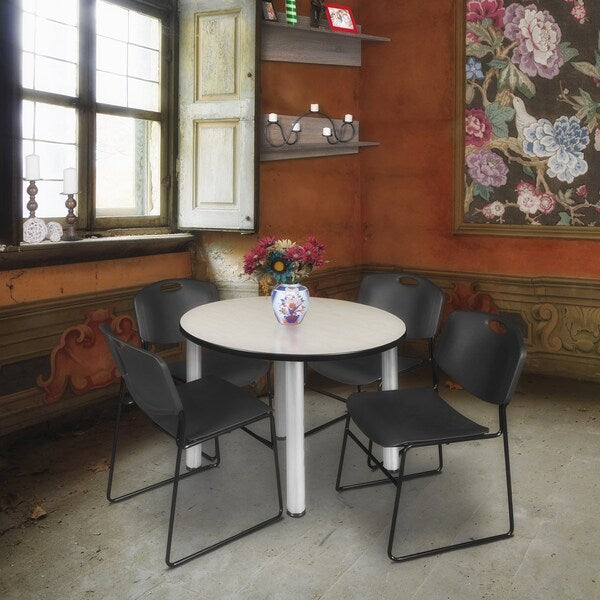 Round Tables > Breakroom Tables > Kee Round Table & Chair Sets, 42 W, 42 L, 29 H, Maple