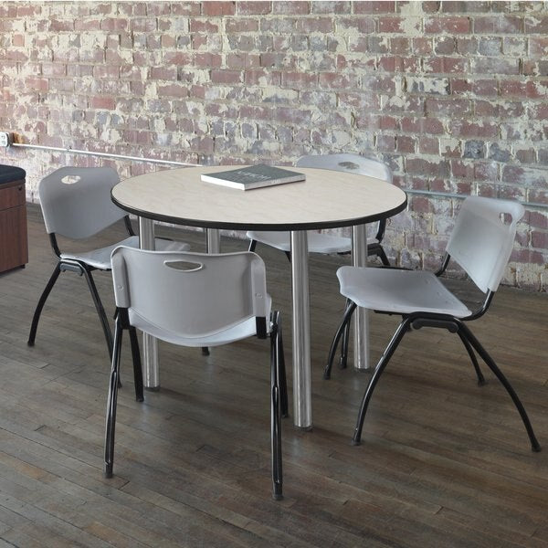 Round Tables > Breakroom Tables > Kee Round Table & Chair Sets, 42 W, 42 L, 29 H, Maple