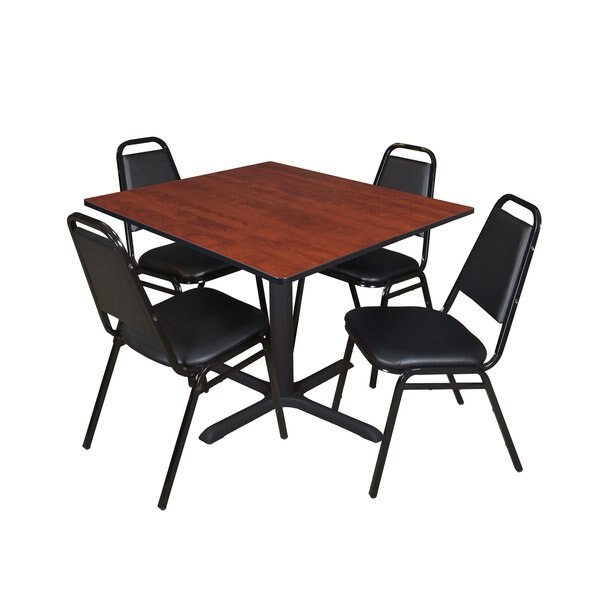 Square Tables > Breakroom Tables > Cain Square Table & Chair Sets, 48 W, 48 L, 29 H, Cherry
