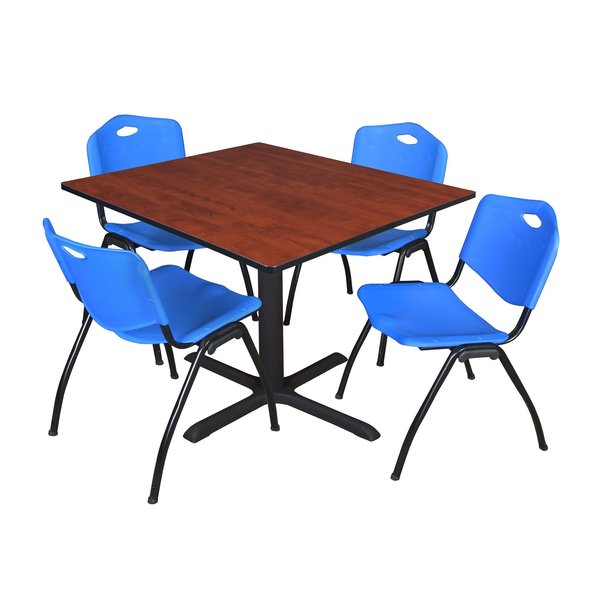 Square Tables > Breakroom Tables > Cain Square Table & Chair Sets, 48 W, 48 L, 29 H, Cherry