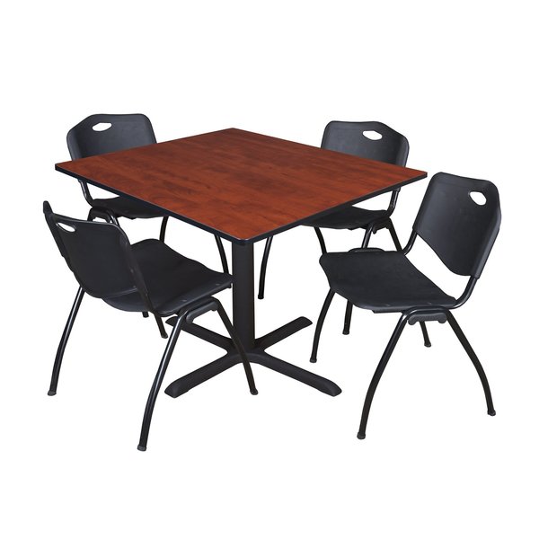Square Tables > Breakroom Tables > Cain Square Table & Chair Sets, 48 W, 48 L, 29 H, Cherry