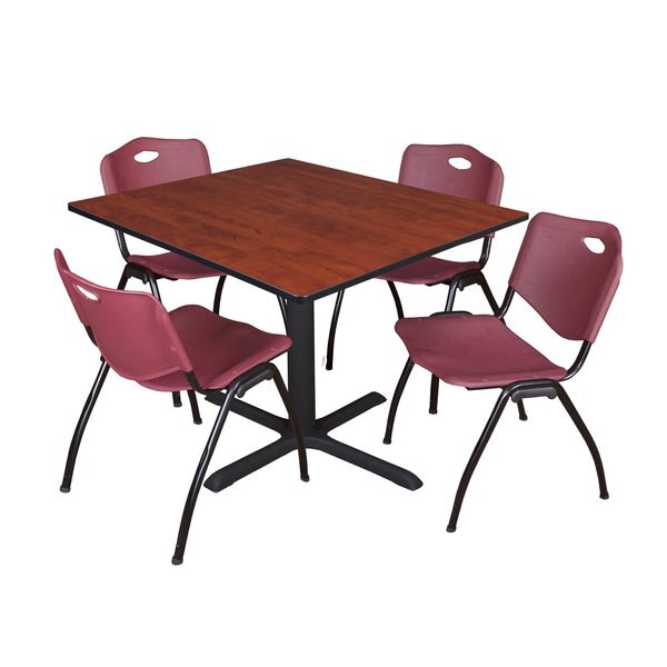 Square Tables > Breakroom Tables > Cain Square Table & Chair Sets, 48 W, 48 L, 29 H, Cherry