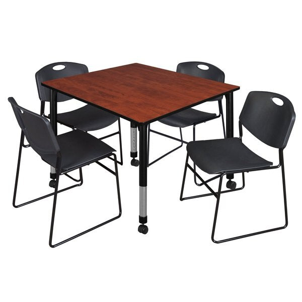 Tables > Height Adjustable > Square Mobile Table & Chair Sets, 48 X 48 X 23-34