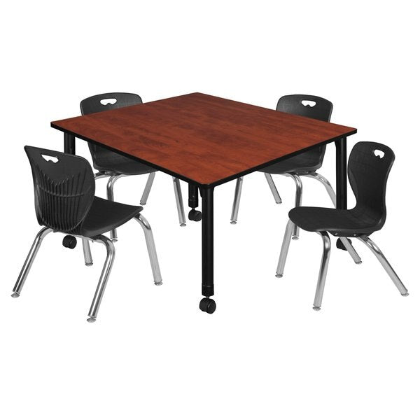 Tables > Height Adjustable > Square Mobile Table & Chair Sets, 48 X 48 X 23-34