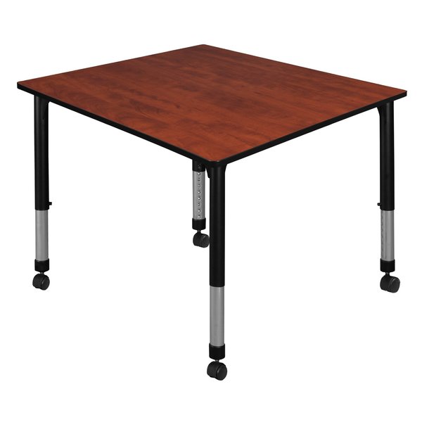 Tables > Height Adjustable > Square Mobile Tables, 48 X 48 X 23-34, Wood|Metal Top