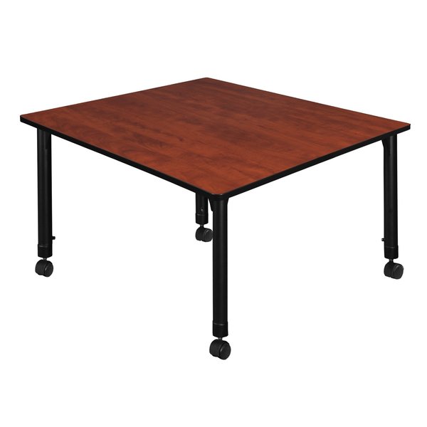 Tables > Height Adjustable > Square Mobile Tables, 48 X 48 X 23-34, Wood|Metal Top