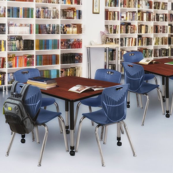 Tables > Height Adjustable > Square Mobile Tables, 48 X 48 X 23-34, Wood|Metal Top