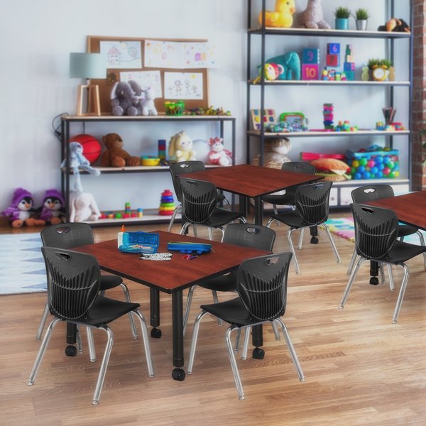 Tables > Height Adjustable > Square Mobile Tables, 48 X 48 X 23-34, Wood|Metal Top