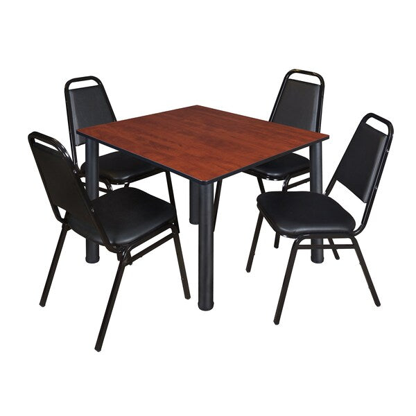 Square Tables > Breakroom Tables > Kee Square Table & Chair Sets, 48 W, 48 L, 29 H, Cherry