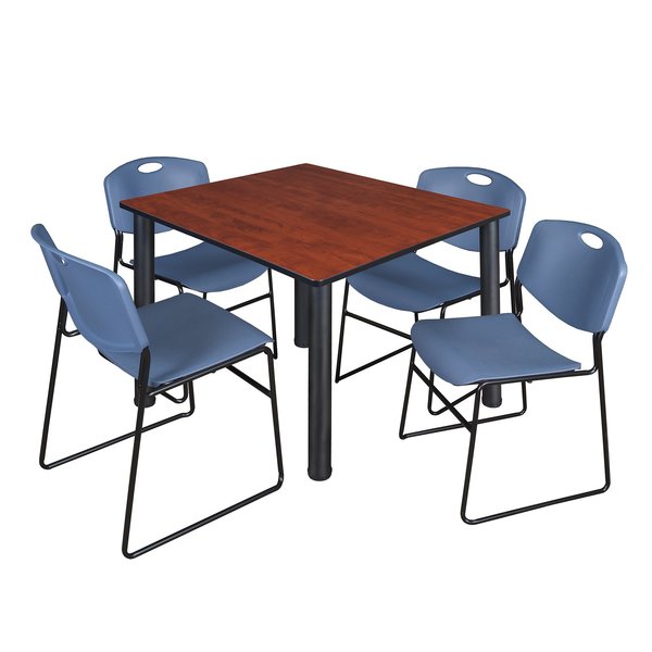 Square Tables > Breakroom Tables > Kee Square Table & Chair Sets, 48 W, 48 L, 29 H, Cherry