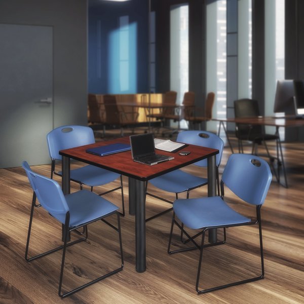 Square Tables > Breakroom Tables > Kee Square Table & Chair Sets, 48 W, 48 L, 29 H, Cherry