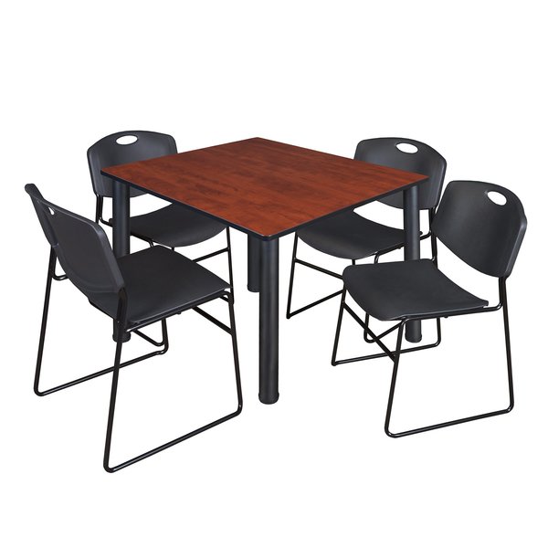 Square Tables > Breakroom Tables > Kee Square Table & Chair Sets, 48 W, 48 L, 29 H, Cherry
