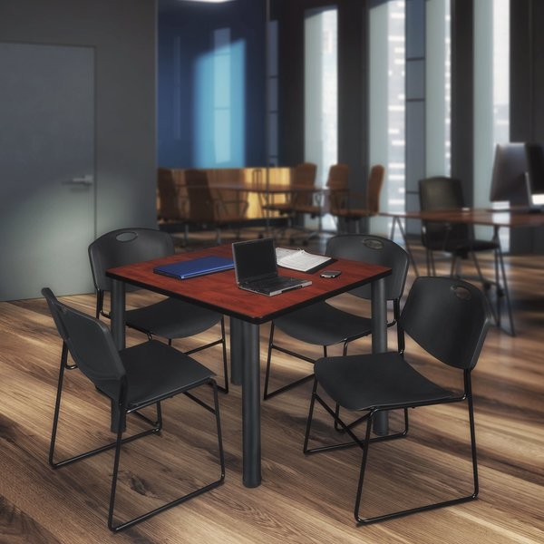 Square Tables > Breakroom Tables > Kee Square Table & Chair Sets, 48 W, 48 L, 29 H, Cherry