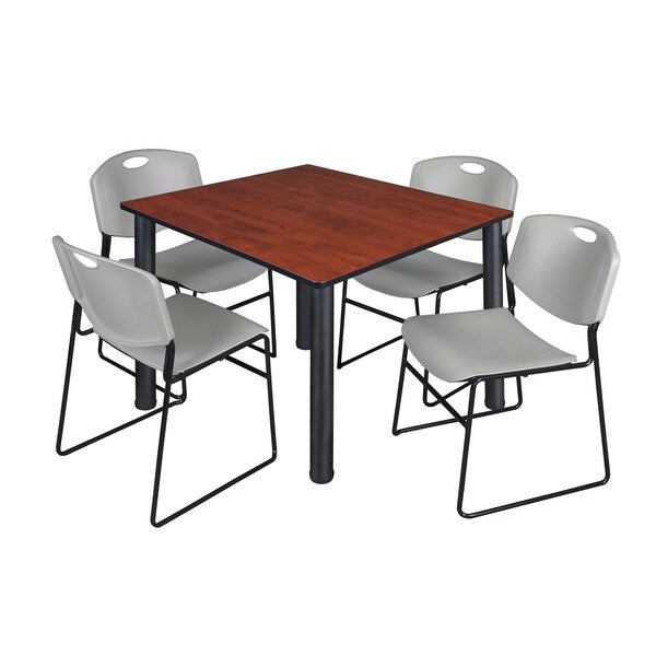 Square Tables > Breakroom Tables > Kee Square Table & Chair Sets, 48 W, 48 L, 29 H, Cherry