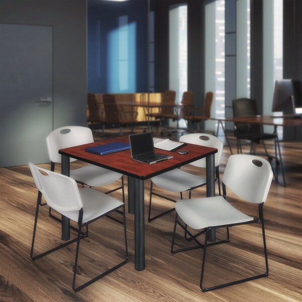 Square Tables > Breakroom Tables > Kee Square Table & Chair Sets, 48 W, 48 L, 29 H, Cherry