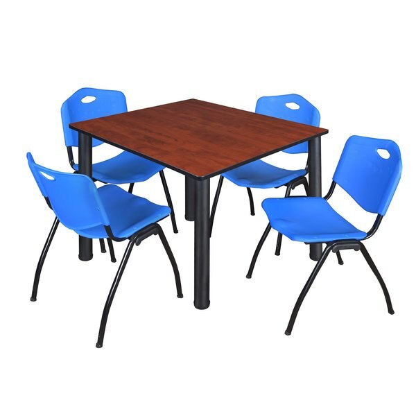 Square Tables > Breakroom Tables > Kee Square Table & Chair Sets, 48 W, 48 L, 29 H, Cherry