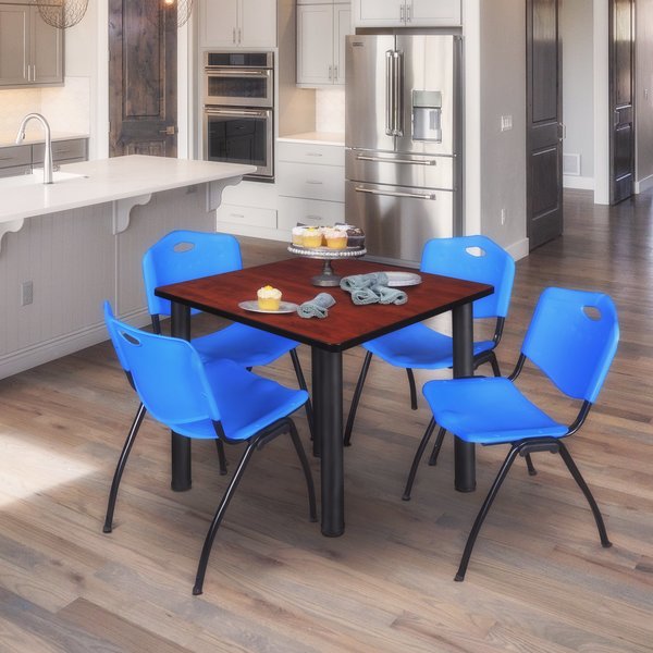 Square Tables > Breakroom Tables > Kee Square Table & Chair Sets, 48 W, 48 L, 29 H, Cherry