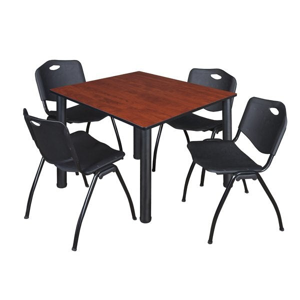 Square Tables > Breakroom Tables > Kee Square Table & Chair Sets, 48 W, 48 L, 29 H, Cherry