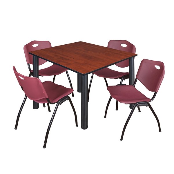 Square Tables > Breakroom Tables > Kee Square Table & Chair Sets, 48 W, 48 L, 29 H, Cherry