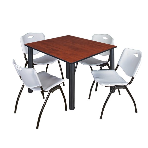 Square Tables > Breakroom Tables > Kee Square Table & Chair Sets, 48 W, 48 L, 29 H, Cherry