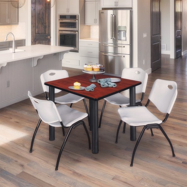 Square Tables > Breakroom Tables > Kee Square Table & Chair Sets, 48 W, 48 L, 29 H, Cherry