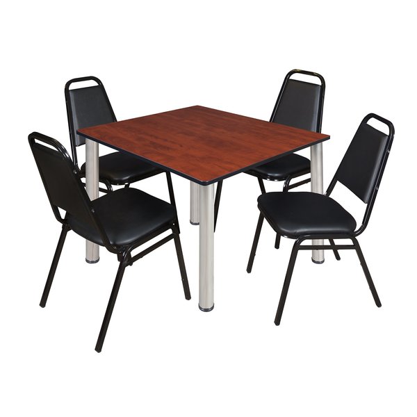 Square Tables > Breakroom Tables > Kee Square Table & Chair Sets, 48 W, 48 L, 29 H, Cherry