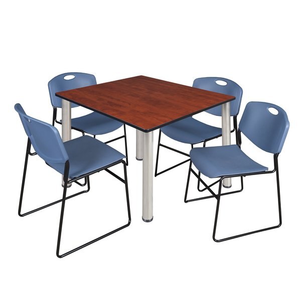 Square Tables > Breakroom Tables > Kee Square Table & Chair Sets, 48 W, 48 L, 29 H, Cherry